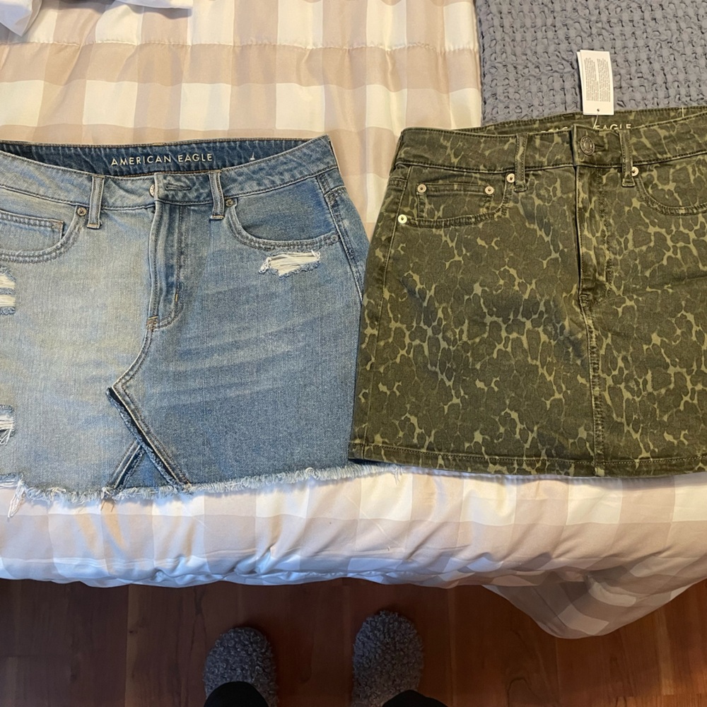 American Eagle Outfitters Light Blue and Green Skirt Set